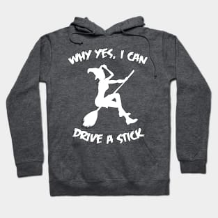 Why Yes I Can Drive A Stick Funny Witch Halloween Quote Hoodie